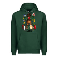Sports Green teacher life afro messy bun Premium Hoodie - texasbilliewilder