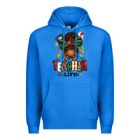 True Royal teacher life afro messy bun Premium Hoodie - texasbilliewilder