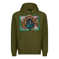 Army Green thanksgiving turkey with background Premium Hoodie - RanaPortraitStore