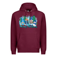 Burgundy merry christmas snowman gnomes Premium Hoodie - Zillion Design Studio