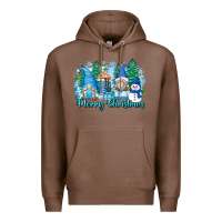 Chestnut merry christmas snowman gnomes Premium Hoodie - Zillion Design Studio