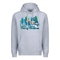 Heather Grey merry christmas snowman gnomes Premium Hoodie - Zillion Design Studio