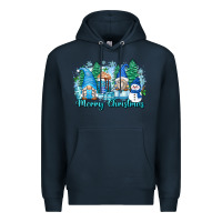 Navy merry christmas snowman gnomes Premium Hoodie - Zillion Design Studio