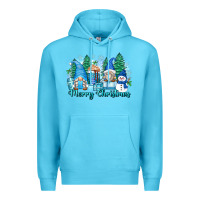 Ocean Blue merry christmas snowman gnomes Premium Hoodie - Zillion Design Studio
