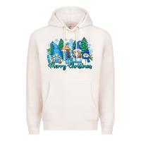 Pale Pink merry christmas snowman gnomes Premium Hoodie - Zillion Design Studio
