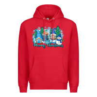 Red merry christmas snowman gnomes Premium Hoodie - Zillion Design Studio