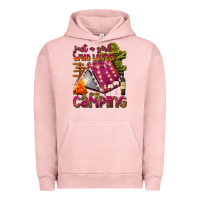 Pigment Salmon just a girl who loves camping Urban Hoodie - texasbilliewilder