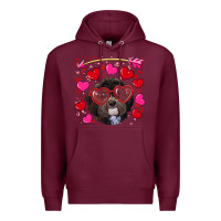 Burgundy Valentine's day havanese dog Premium Hoodie - RanaPortraitStore