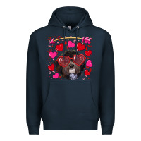 Navy Valentine's day havanese dog Premium Hoodie - RanaPortraitStore