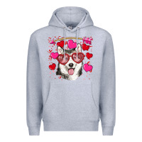 Heather Grey Valentine's day husky Premium Hoodie - RanaPortraitStore