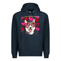 Navy Valentine's day husky Premium Hoodie - RanaPortraitStore
