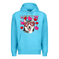 Ocean Blue Valentine's day husky Premium Hoodie - RanaPortraitStore