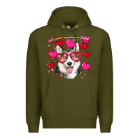 Army Green Valentine's day husky Premium Hoodie - RanaPortraitStore