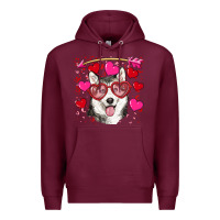 Burgundy Valentine's day husky Premium Hoodie - RanaPortraitStore