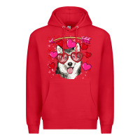 Red Valentine's day husky Premium Hoodie - RanaPortraitStore