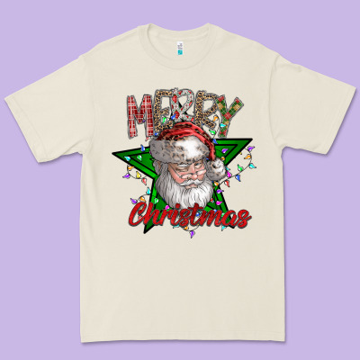 Festive Santa Claus Greeting Premium Tee Designed By Cowhidedigitalart