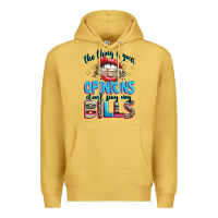 Antique Gold the thing is your opinions dont pay my bills Premium Hoodie - texasbilliewilder