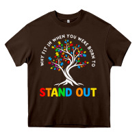 Chocolate Brown Why Fit In Autism Awareness Heavy Core Tee - CowhideDigitalArt
