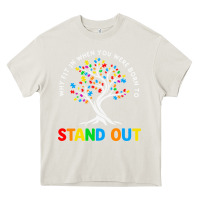 Cream Why Fit In Autism Awareness Heavy Core Tee - CowhideDigitalArt