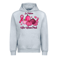 Heather Grey In October We Wear Pink Pumpkins Urban Hoodie - RanaPortraitStore