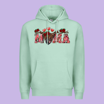 Premium Hoodie Valentine's day mama black highland cow