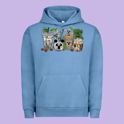 Koala Coffee Cups Urban Hoodie Designed By Texasbilliewilder