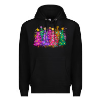 Black christmas trees and lights Premium Hoodie - Zillion Design Studio