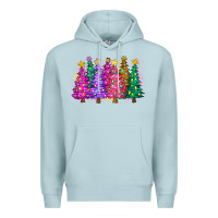 Blue Mist christmas trees and lights Premium Hoodie - Zillion Design Studio