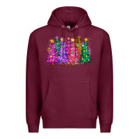 Burgundy christmas trees and lights Premium Hoodie - Zillion Design Studio