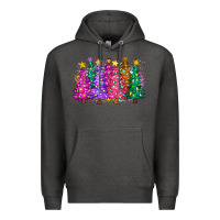 Charcoal Heather christmas trees and lights Premium Hoodie - Zillion Design Studio