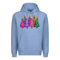 Colony Blue christmas trees and lights Premium Hoodie - Zillion Design Studio