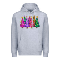 Heather Grey christmas trees and lights Premium Hoodie - Zillion Design Studio