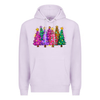 Lilac christmas trees and lights Premium Hoodie - Zillion Design Studio