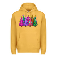 Mustard christmas trees and lights Premium Hoodie - Zillion Design Studio