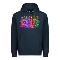 Navy christmas trees and lights Premium Hoodie - Zillion Design Studio