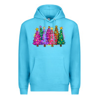 Ocean Blue christmas trees and lights Premium Hoodie - Zillion Design Studio