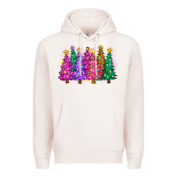 Pale Pink christmas trees and lights Premium Hoodie - Zillion Design Studio