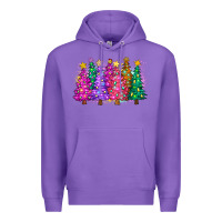 Purple christmas trees and lights Premium Hoodie - Zillion Design Studio
