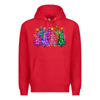 Red christmas trees and lights Premium Hoodie - Zillion Design Studio