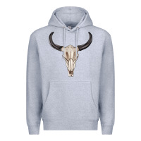 Heather Grey western bull skull tbw Premium Hoodie - texasbilliewilder