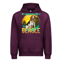 Mauve Wine life is better with a beagle Urban Hoodie - texasbilliewilder