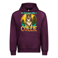 Mauve Wine life is better with a collie Urban Hoodie - texasbilliewilder