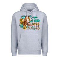 Heather Grey western just a girl who loves horses Premium Hoodie - texasbilliewilder