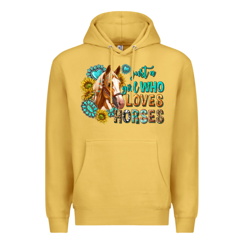 Western Just A Girl Who Loves Horses Premium Hoodie by texasbilliewilder | Teevron