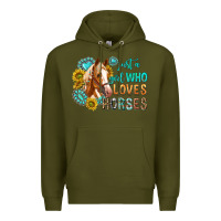 Army Green western just a girl who loves horses Premium Hoodie - texasbilliewilder