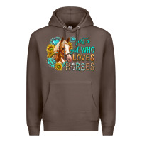 Coffee western just a girl who loves horses Premium Hoodie - texasbilliewilder
