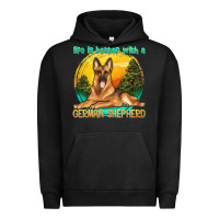 Pigment Black life is better with a german shepherd Urban Hoodie - texasbilliewilder
