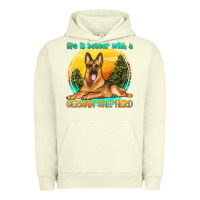 Pigment Pistachio life is better with a german shepherd Urban Hoodie - texasbilliewilder