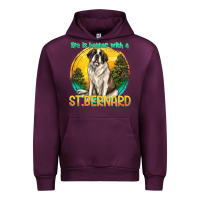 Mauve Wine life is better with a st.bernard Urban Hoodie - texasbilliewilder