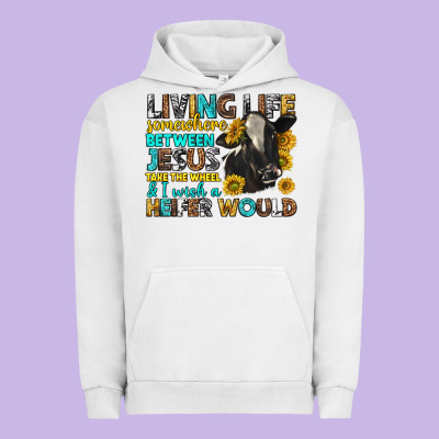 Living Life Somewhere Between Jesus Urban Hoodie Designed By Texasbilliewilder